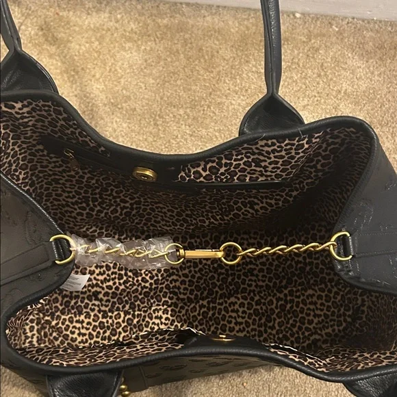 Betsey Johnson Black Skull-Embossed Tote Bag with Charm - Picture 5 of 8